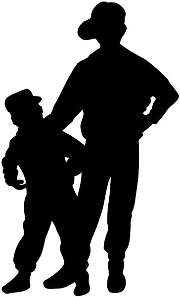 Man and boy in silhouette vinyl sticker. Customize on line. People 069-0502